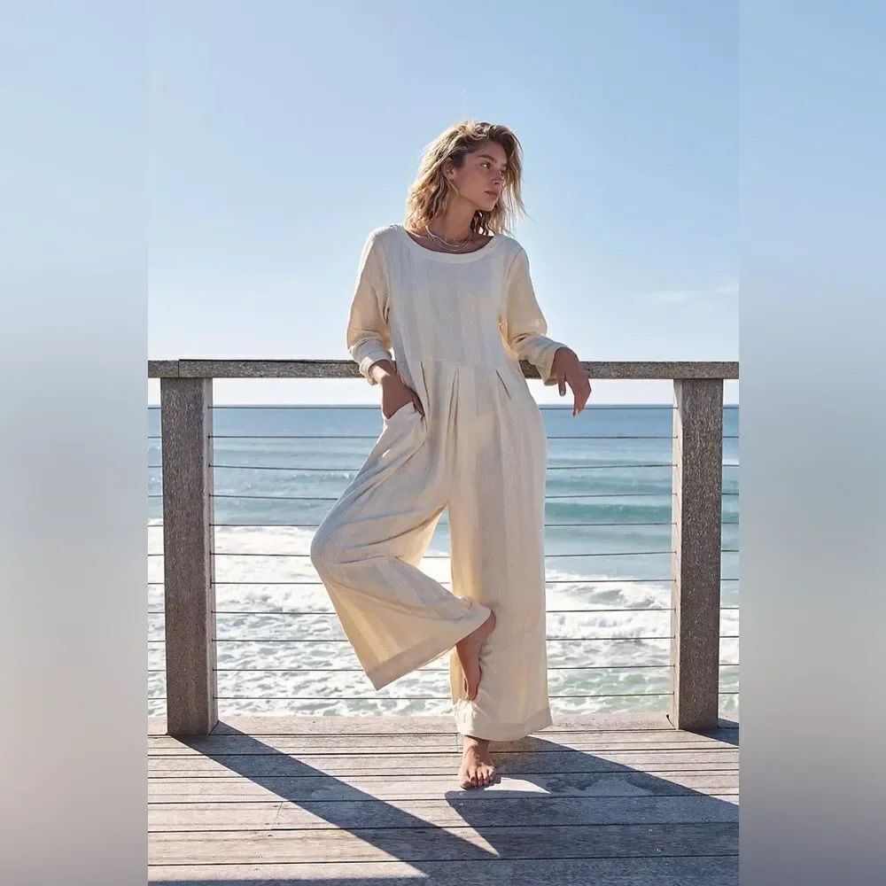 NEW FREE PEOPLEE SHILOH ONE PIECE JUMPSUIT NEUTRAL